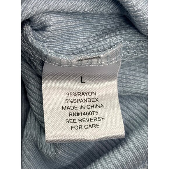 Sweet Romeo Womens Ribbed Light Blue Short Sleeve Top L - Picture 4 of 5